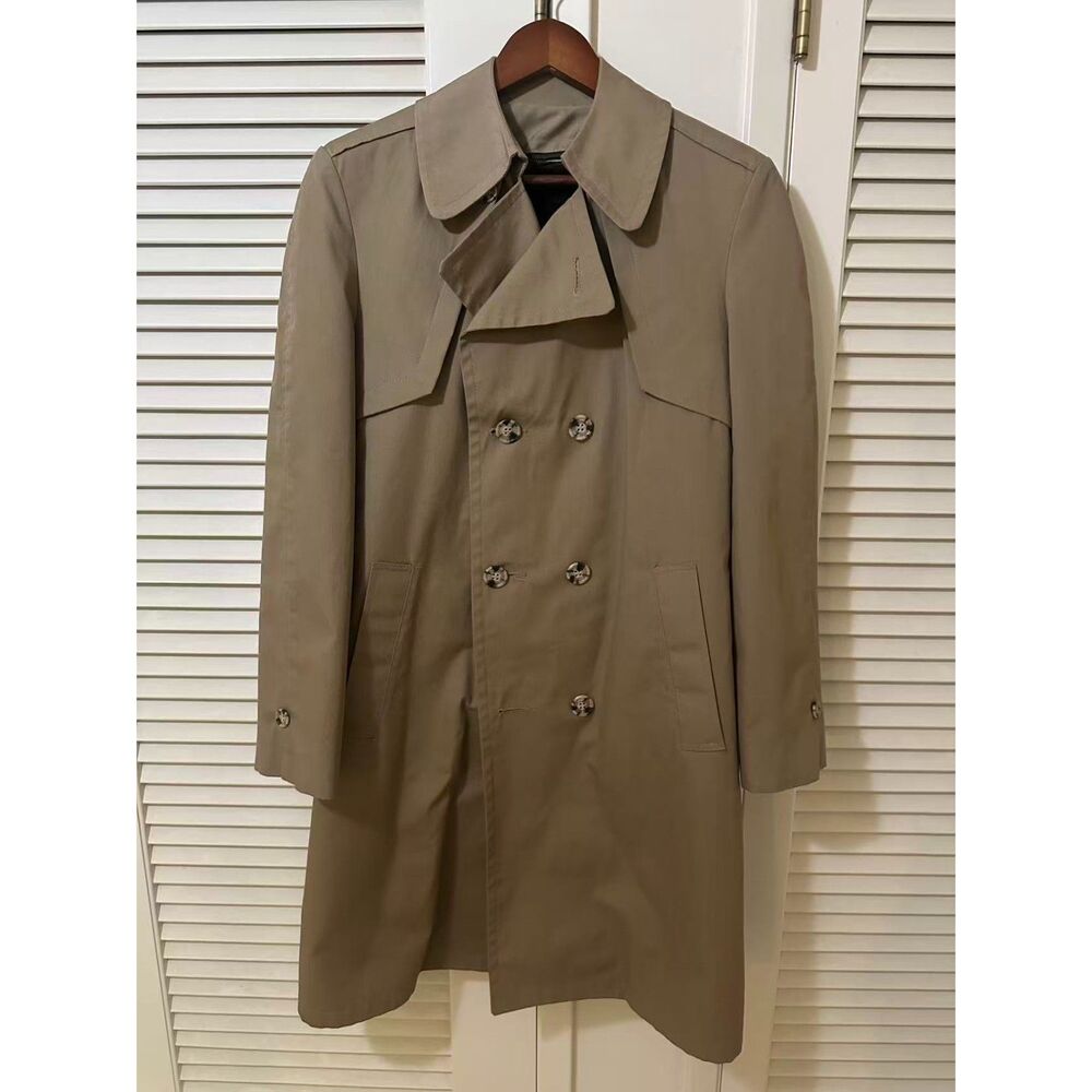 Vintage John Weitz Beige Trench Coat Size 18 Removable Lining Button Front